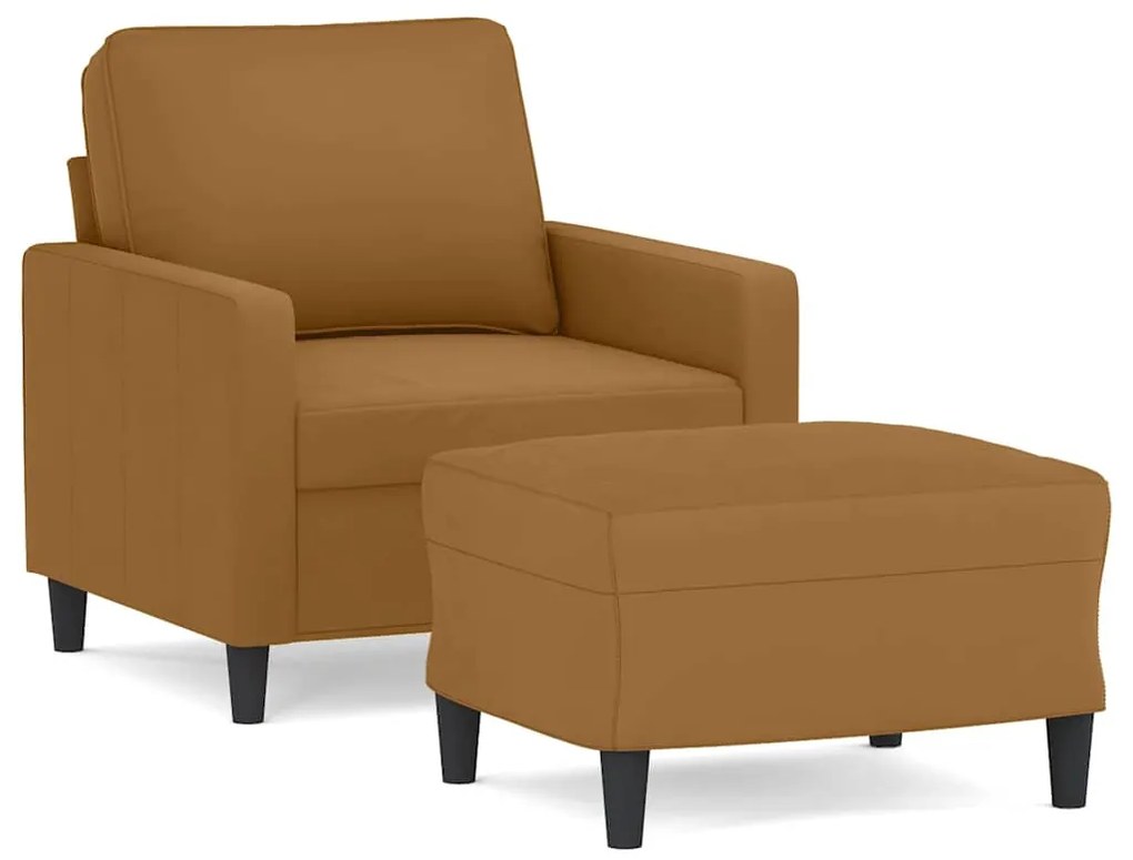 3201052 vidaXL Кресло с табуретка, кафяво, 60 см, кадифе