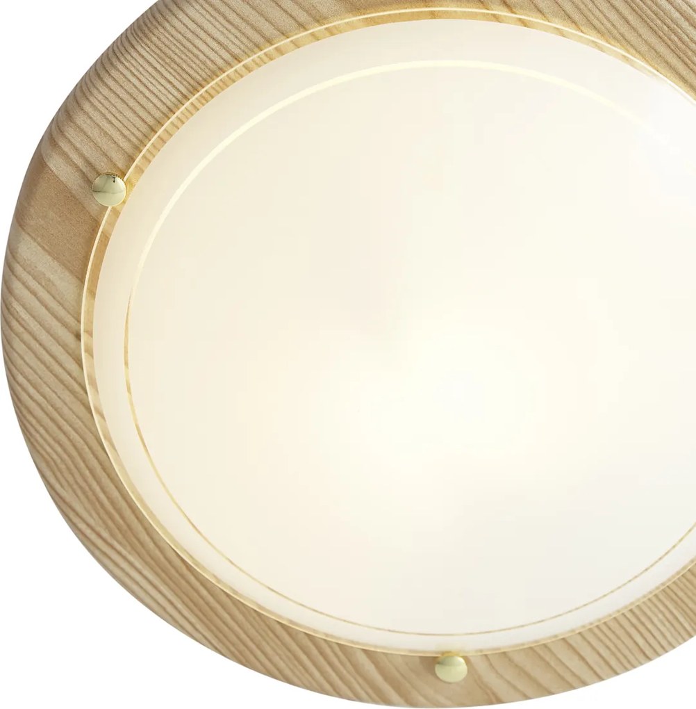 Класическа таванна лампа естествена с бяло стъкло - Mesiac