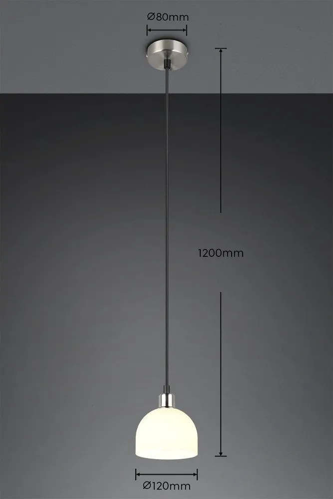 Бяло-сребристо висящо осветително тяло със стъклен абажур ø 12 cm Molly – Reality