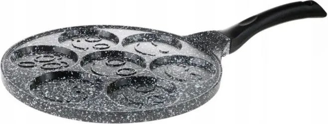 Тиган за палачинки с личица ZILNER ZL 2410, 26 см, 7 различни форми, Мраморно покритие, Черен