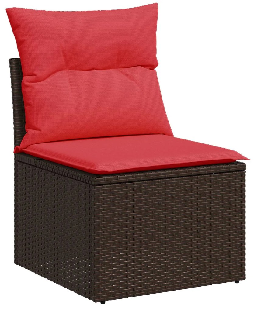 366238 vidaXL Градински стол без подлакътници с възглавници, кафяв, полиратан