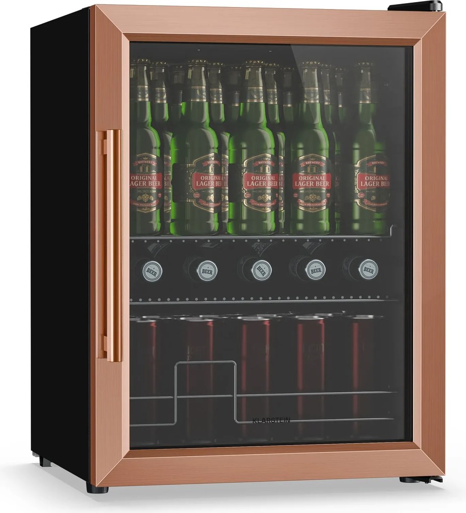 Klarstein Beersafe хладилник за напитки с витринна врата | 64 x 48 см | 60 литра | 85 W | медно/черен