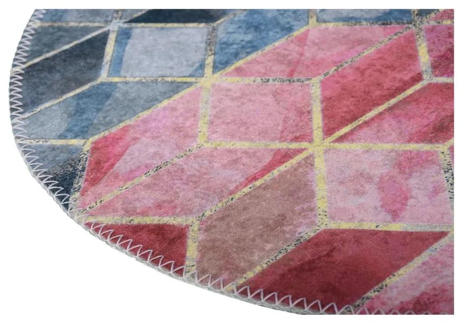 Розов и светлосив кръгъл килим ø 120 cm, който може да се мие - Vitaus