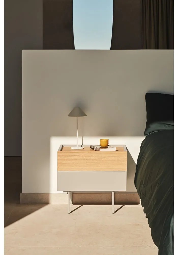 Нощно шкафче в светлосиво и естествен дъб Otto - Teulat