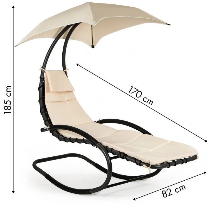 Градински люлеещ се стол със сенник бежов
