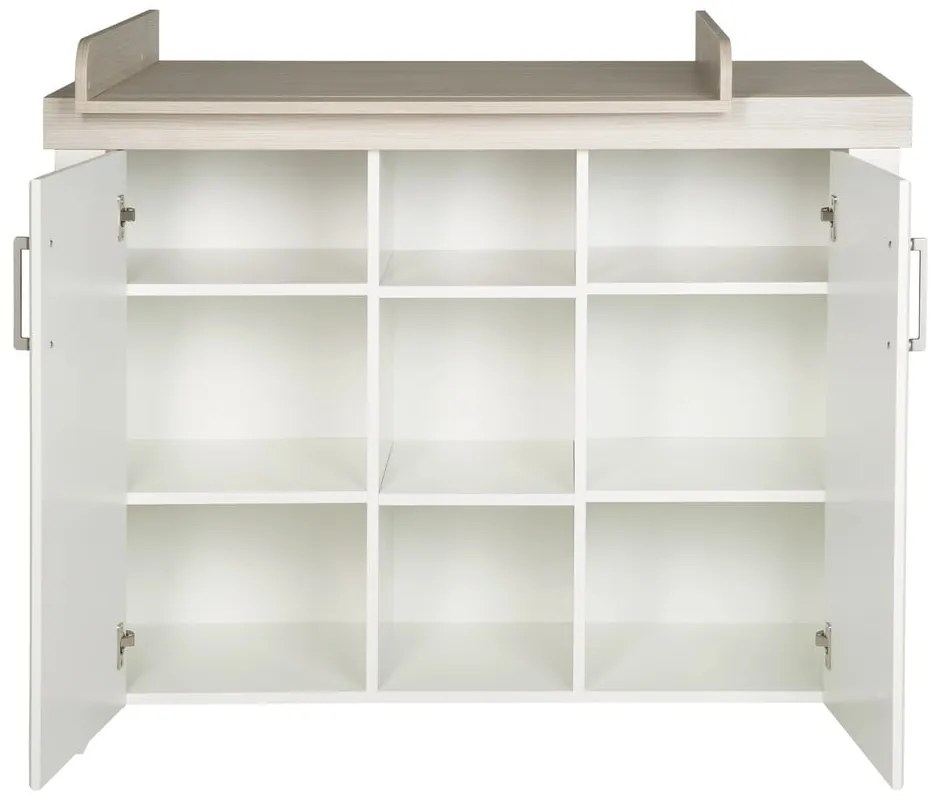 Бял нисък скрин в декор от бряст с масичка за преповиване 120x98 cm Felicia - Roba