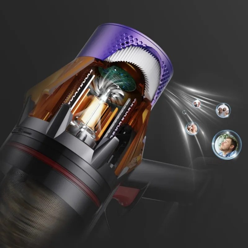 Вертикална прахосмукачка Honiture X7 CJD239, 550W, 45 KPa, 1.5 л, 60 мин, 3 режима, Регулируема височина, HEPA, Тъчскрийн, LED четка, Никел/жълт