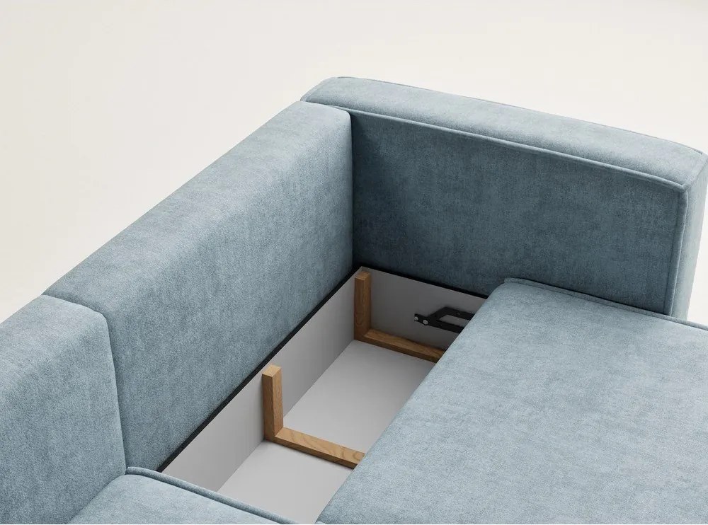 Светлосин шенилов сгъваем/с място за съхранение ъглов диван (ляв ъгъл) Velto – Maison de Rêve