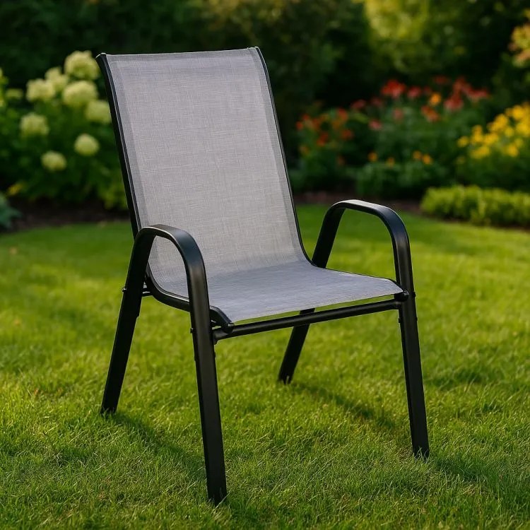 Градински столове за терасата - комплект от 4 броя Черен