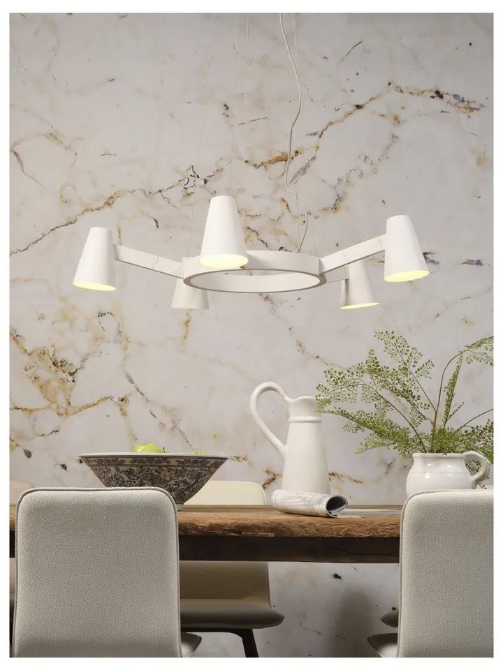 Бяла висяща лампа за 5 крушки Biarritz - it's about RoMi