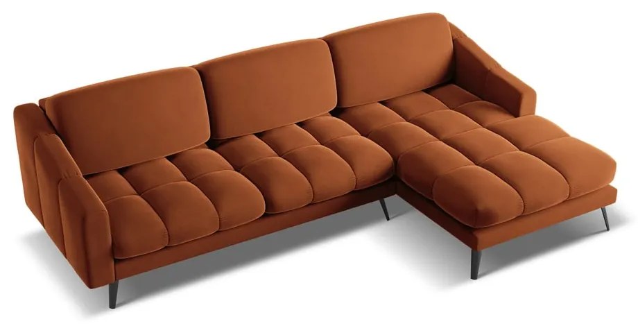 Оранжев кадифен ъглов диван (десен ъгъл) Nalu – Makamii