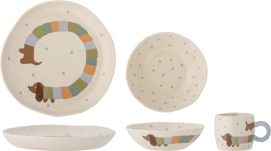 Глинен детски комплект за хранене 3 бр. Charlie – Bloomingville Mini