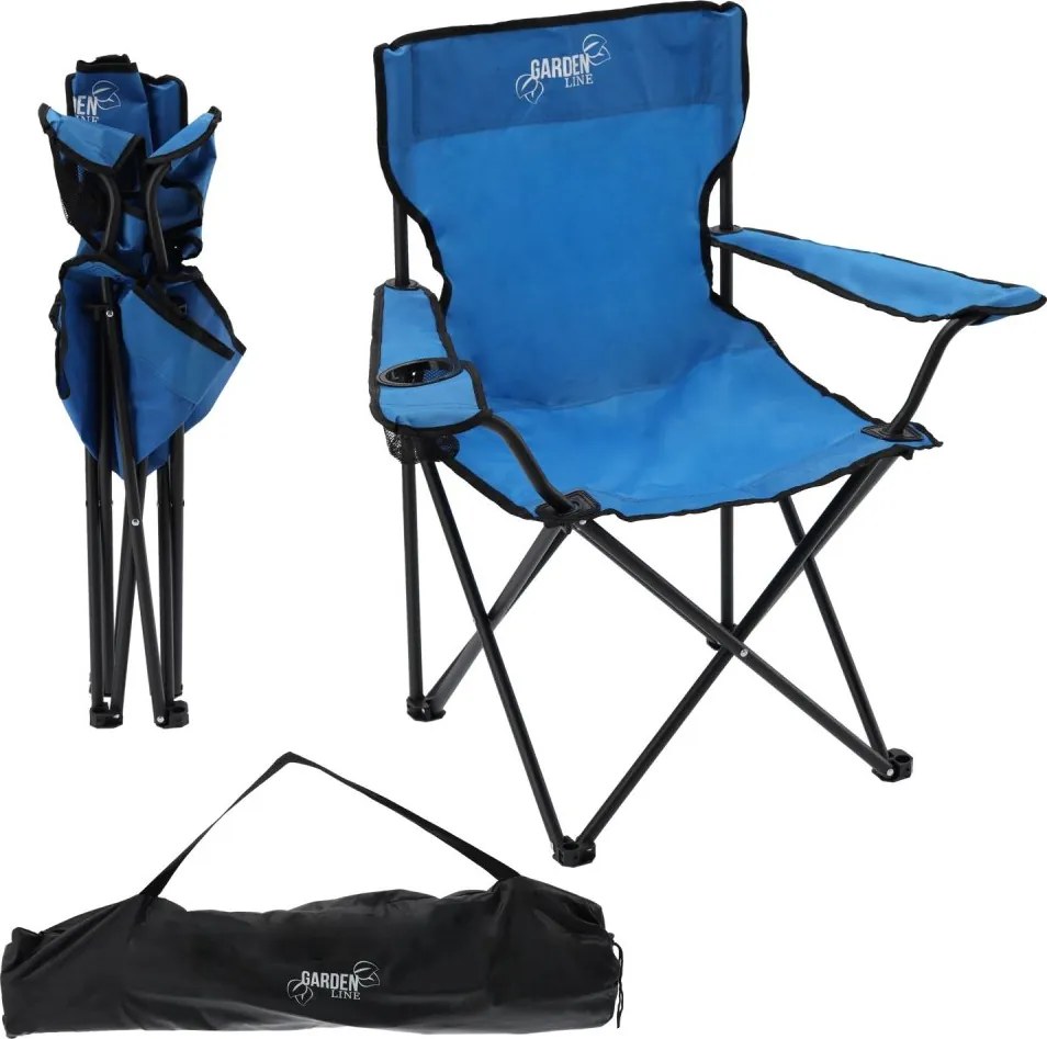 Туристически сгъваем стол син