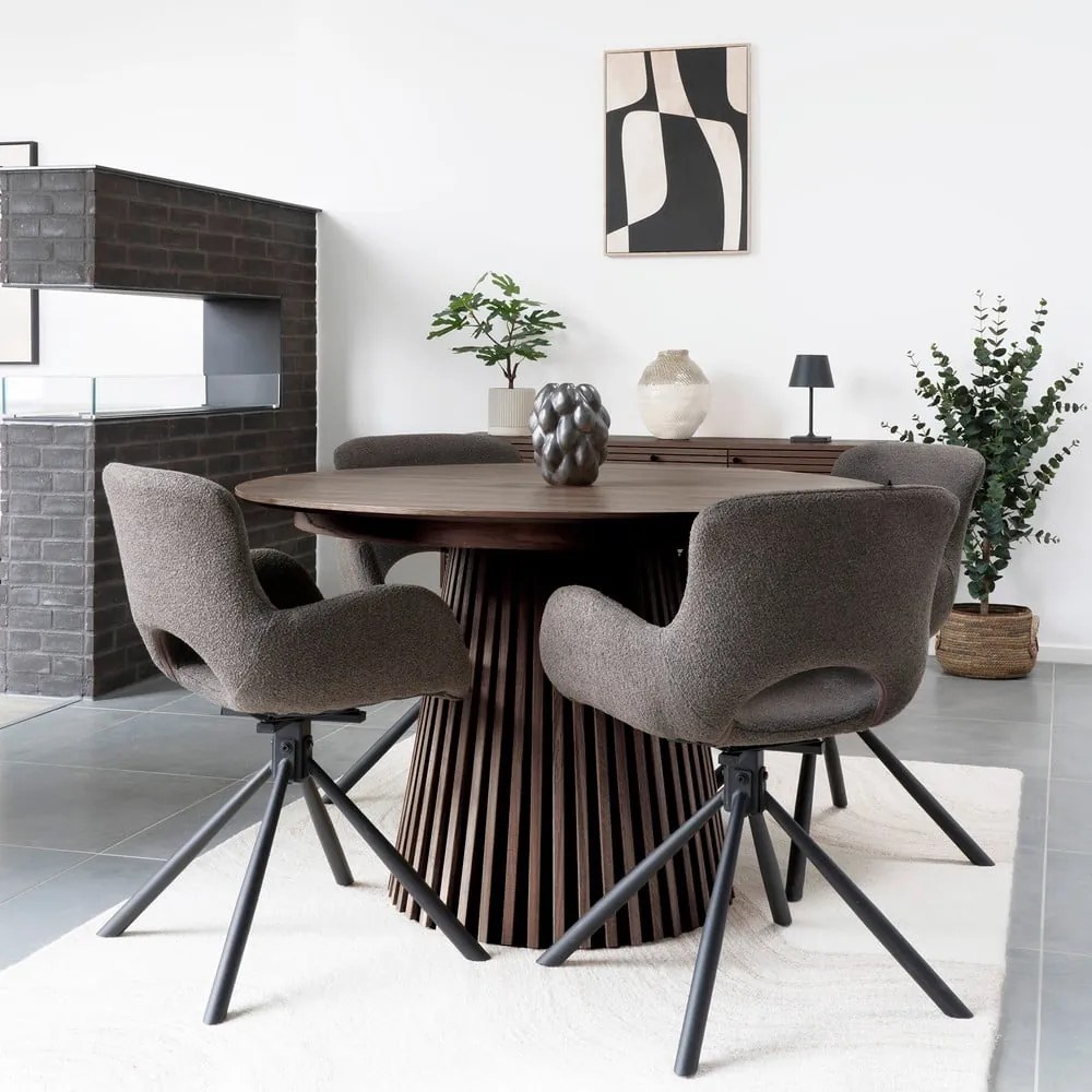 Кръгла сгъваема трапезна маса с дъбов плот ø 120 cm Osaka – House Nordic