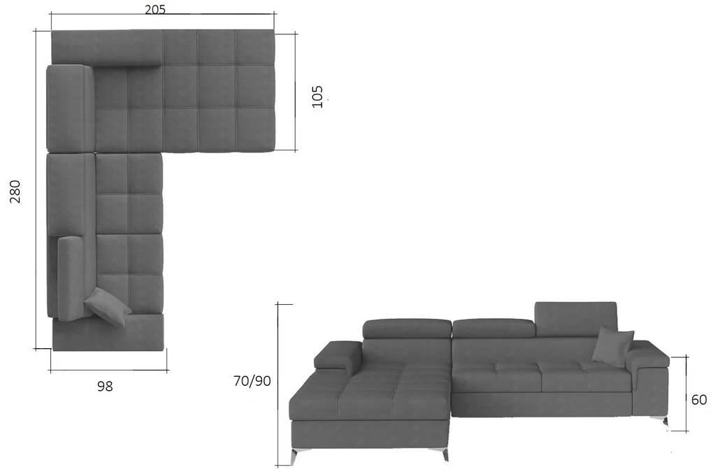 Ъглов диван Osby-Left-Gray-White