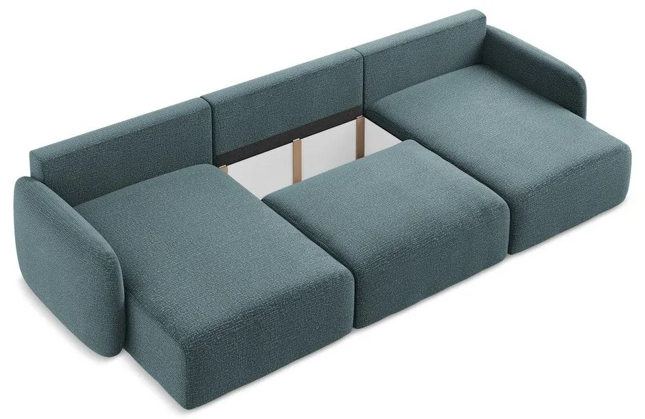 Тюркоазен разтегателен ъглов диван с място за съхранение Kalena – Makamii
