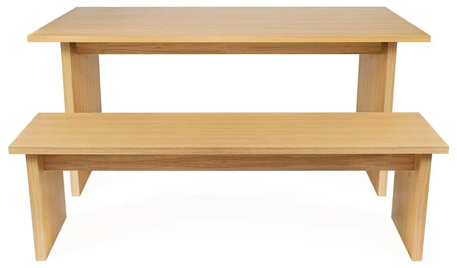 Маса за хранене с дъбов плот 90x160 cm Stripe - Woodman