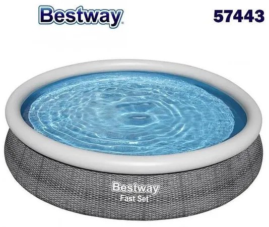 Басейн с надуваем ринг, сив ратан, Bestway Fast Set