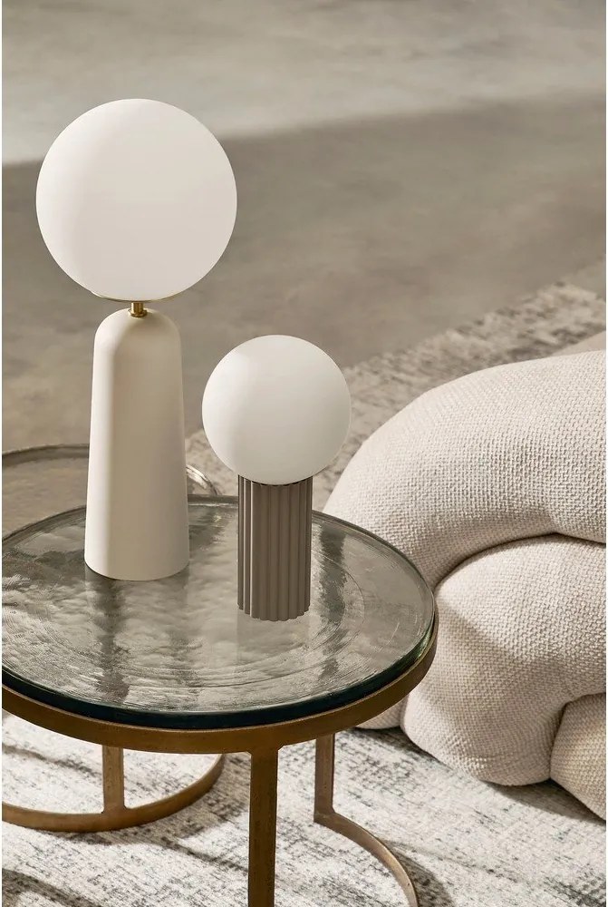 Бяла метална настолна лампа със стъклен абажур (височина 51 cm) Delphine – Bizzotto