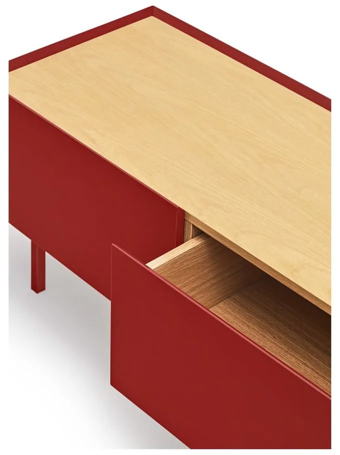 Червена маса за телевизор от декор от дъб 180x45 cm Arista – Teulat