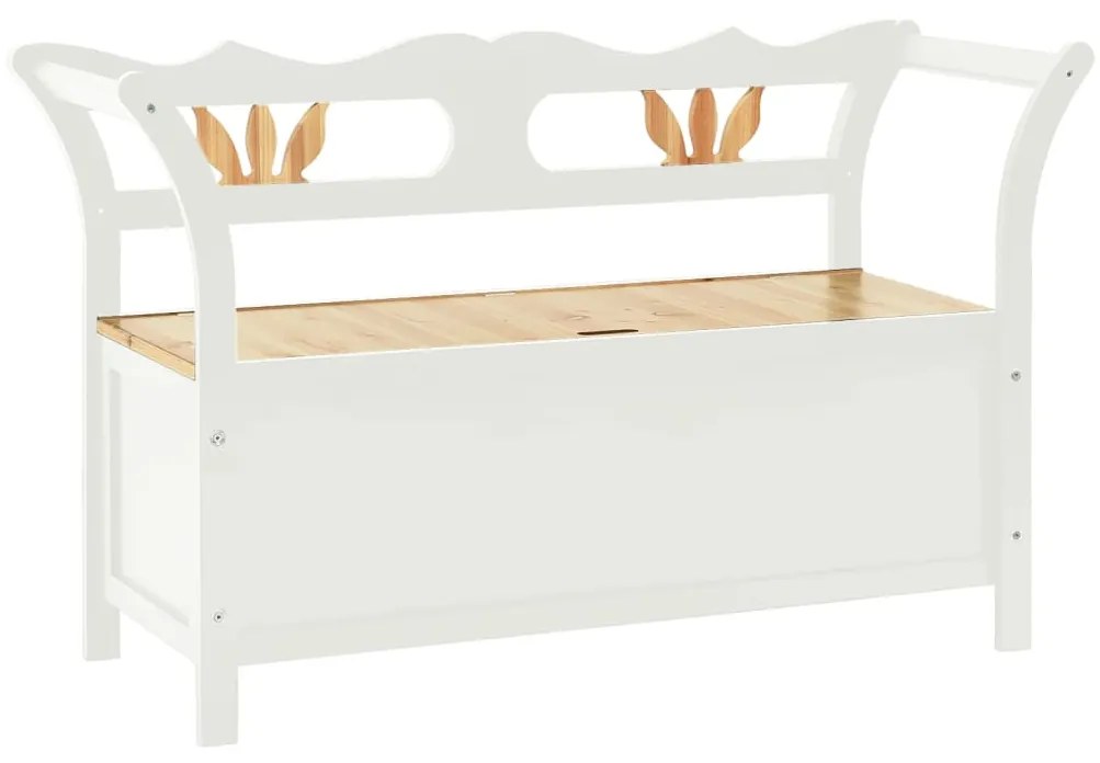 351774 vidaXL Пейка бяла 107x45x75,5 см масивна ела