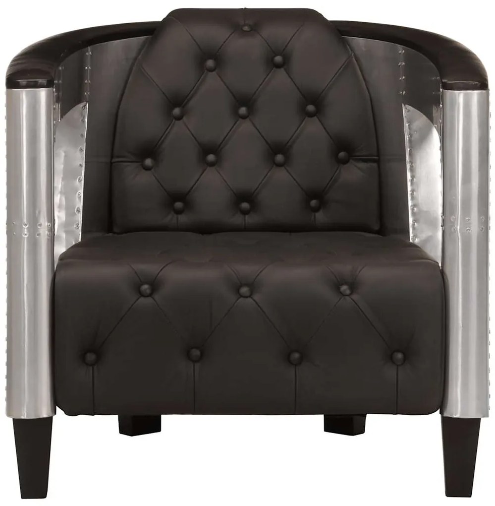 247795 vidaXL Фотьойл Aviator, черен, естествена кожа