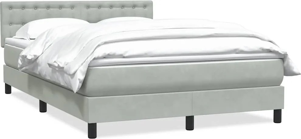 3316647 vidaXL Боксспринг легло с матрак, светлосиво, 160x220 см, кадифе