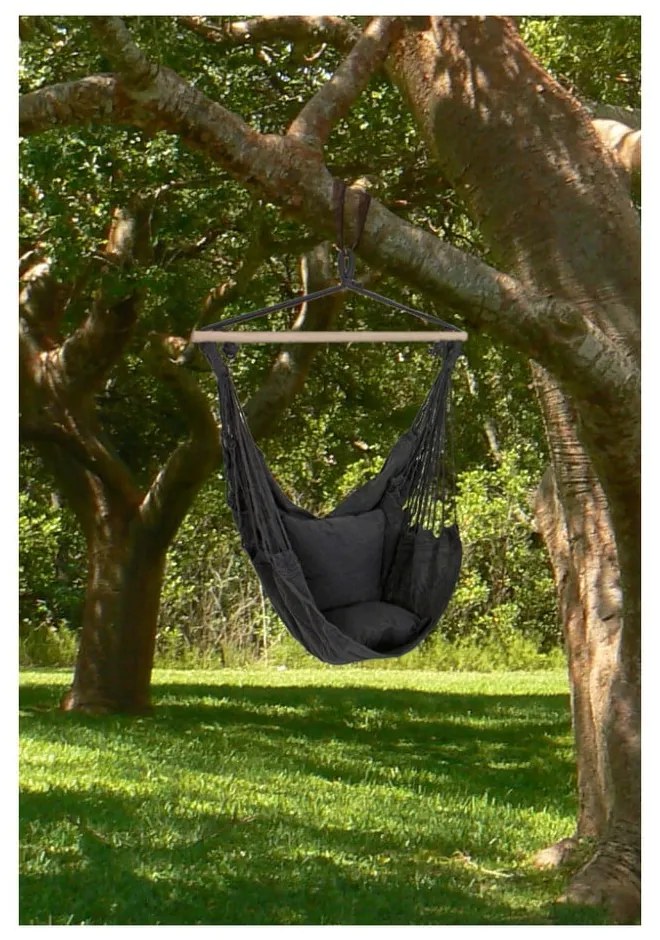 Черен подплатен висящ градински стол Tobago – Garden Pleasure