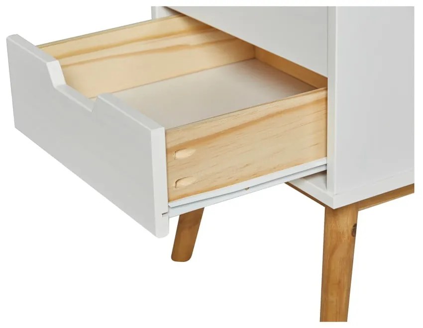 Бяла нощна масичка от масивна борова дървесина Baku - Marckeric