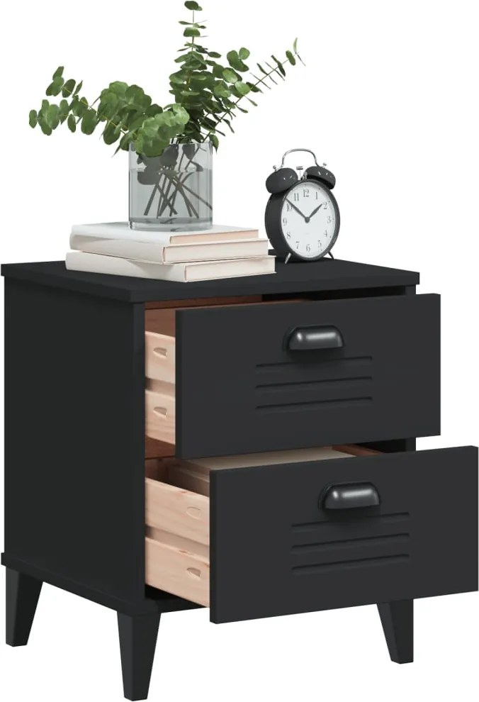 Нощно шкафче VIKEN, черно, инженерно дърво