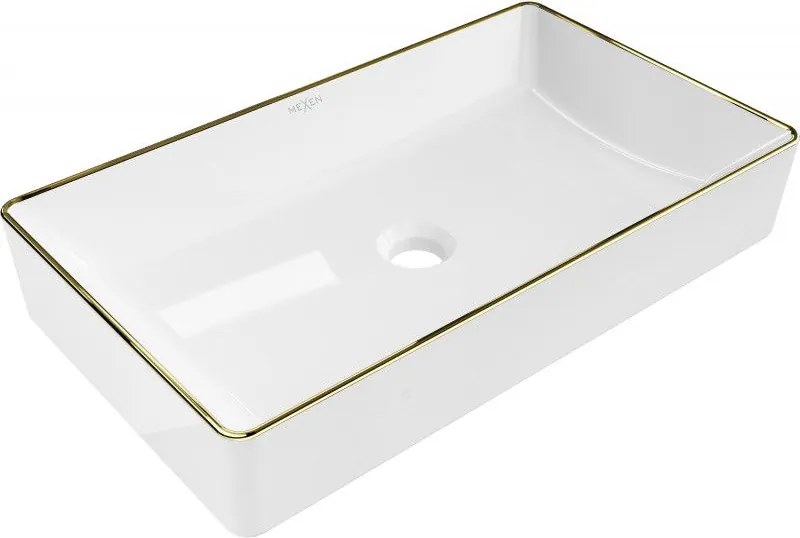 Mexen Nadia мивка върху плот 62 x 35 cm, бяла/златен ръб - 21616005
