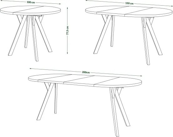 АЛМО Естествен дъб - КРЪГЛА ЛОФТ/ИНДУСТРИАЛНА МАСА ЗА ХОЛ/ТРАПЕЗАРИЯ РАЗТЕГАТЕЛНА