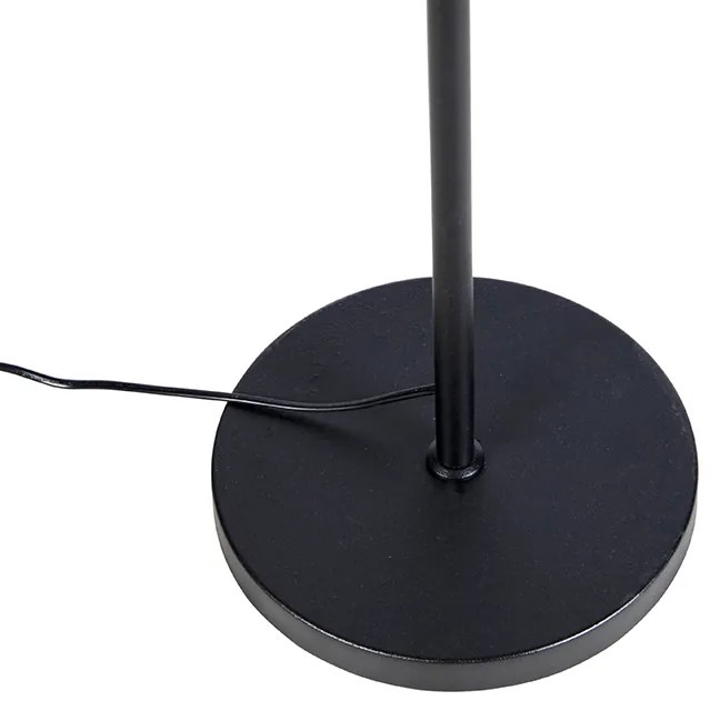 Подова лампа черна с кадифена абажур с цветя 35 см - Parte