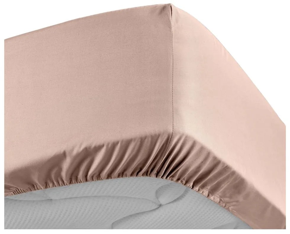 Розов еластичен чаршаф от памук перкал 160x200 cm Percaline – douceur d'intérieur