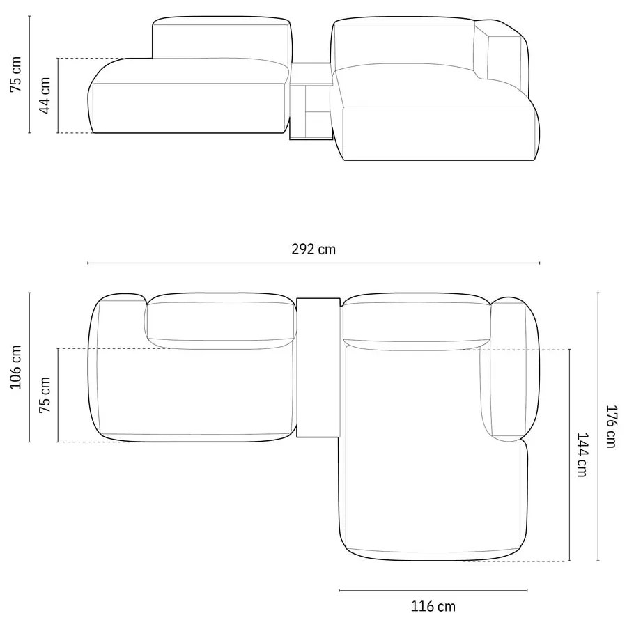 Сив кадифен модулен ъглов диван (десен ъгъл) Martina – Micadoni
