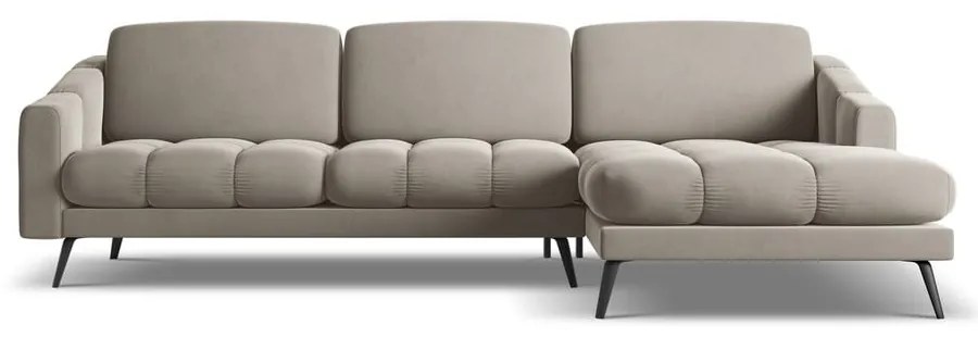 Бежов кадифен ъглов диван (десен ъгъл) Nalu – Makamii