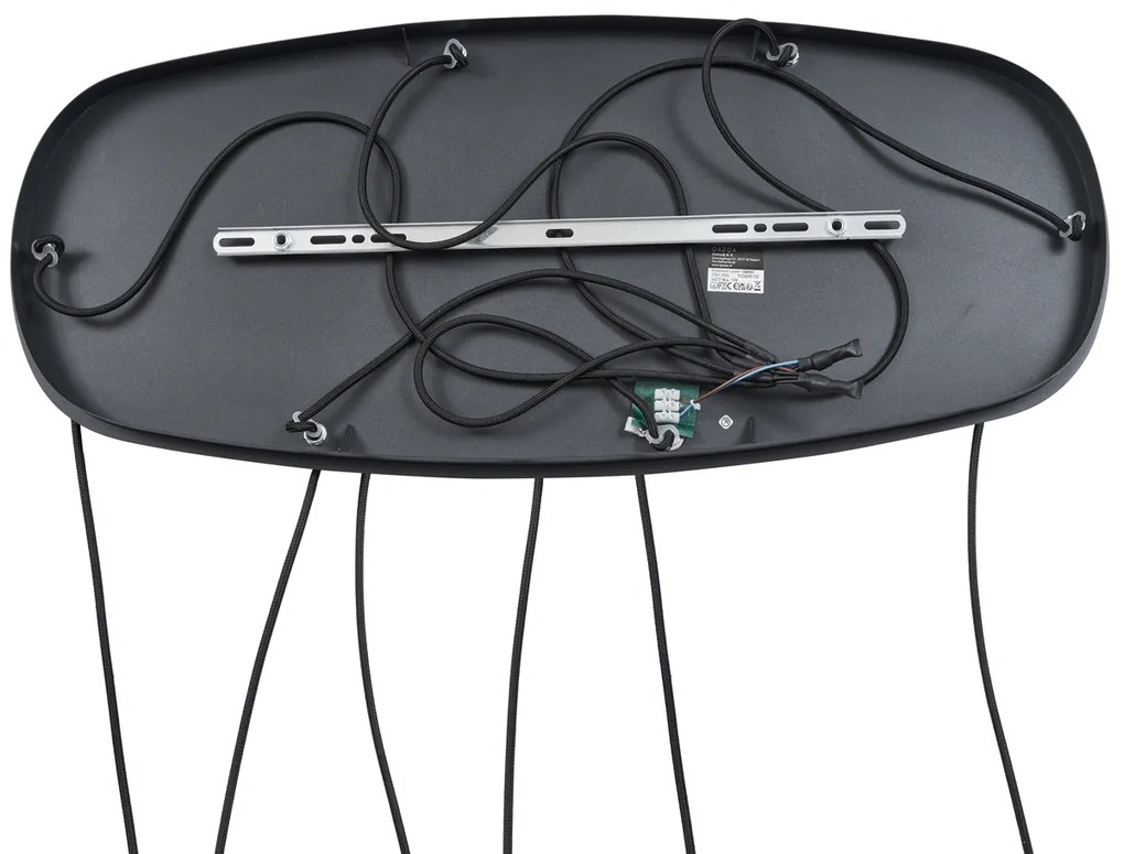 Модерен висящ лампион черен с 6 светлини - Biles