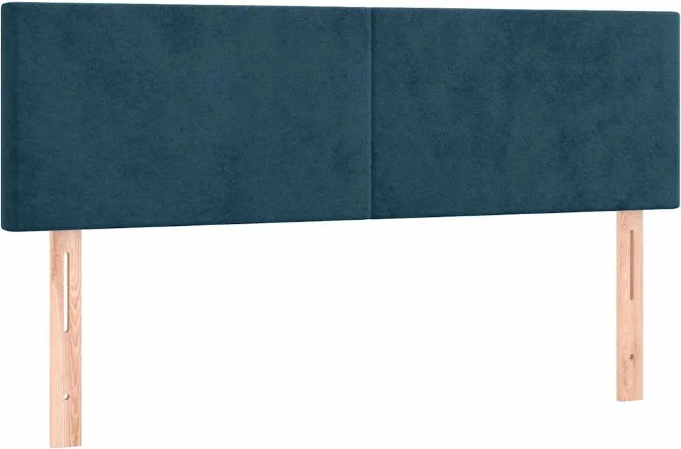 345802 vidaXL Горни табли за легло, 2 бр, тъмносини, 72x5x78/88 см, кадифе