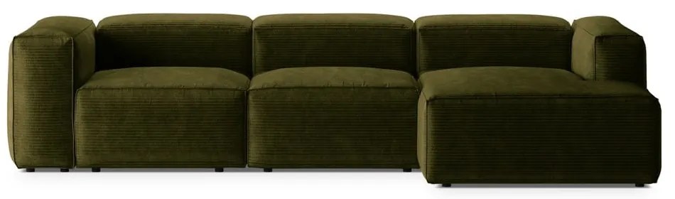 Зелен ъглов диван от рипсено кадифе (десен ъгъл) Bergano – Cosmopolitan Design
