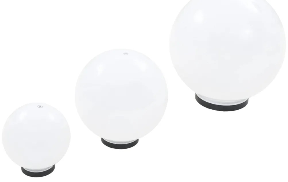 Градински сфери за LED лампи, 3 бр, 20/30/40 см, PMMA