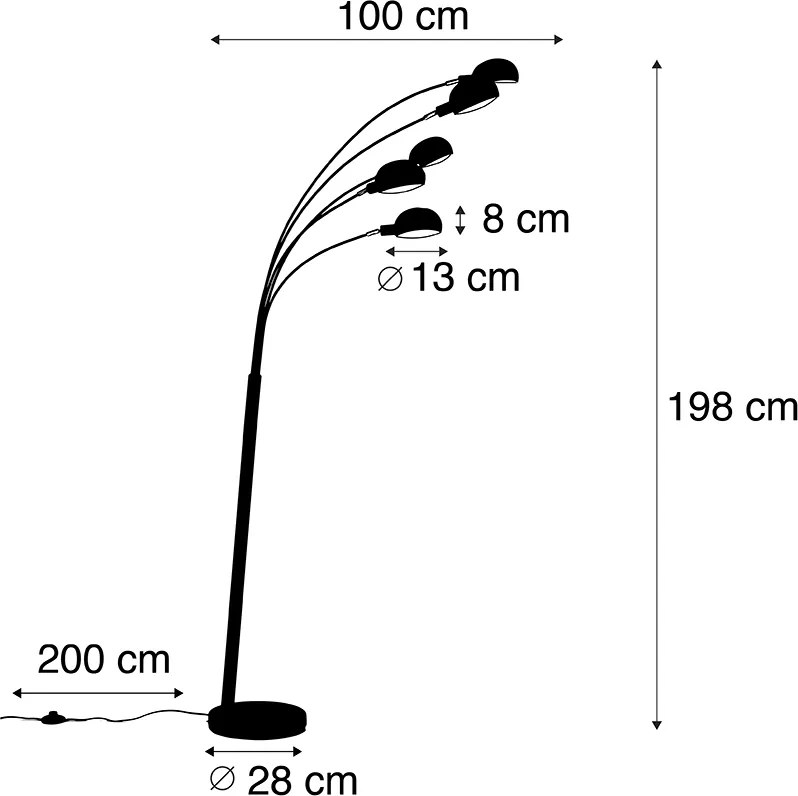 Интелигентна подова лампа черна 5-светлина с WiFi B35 - Sixties