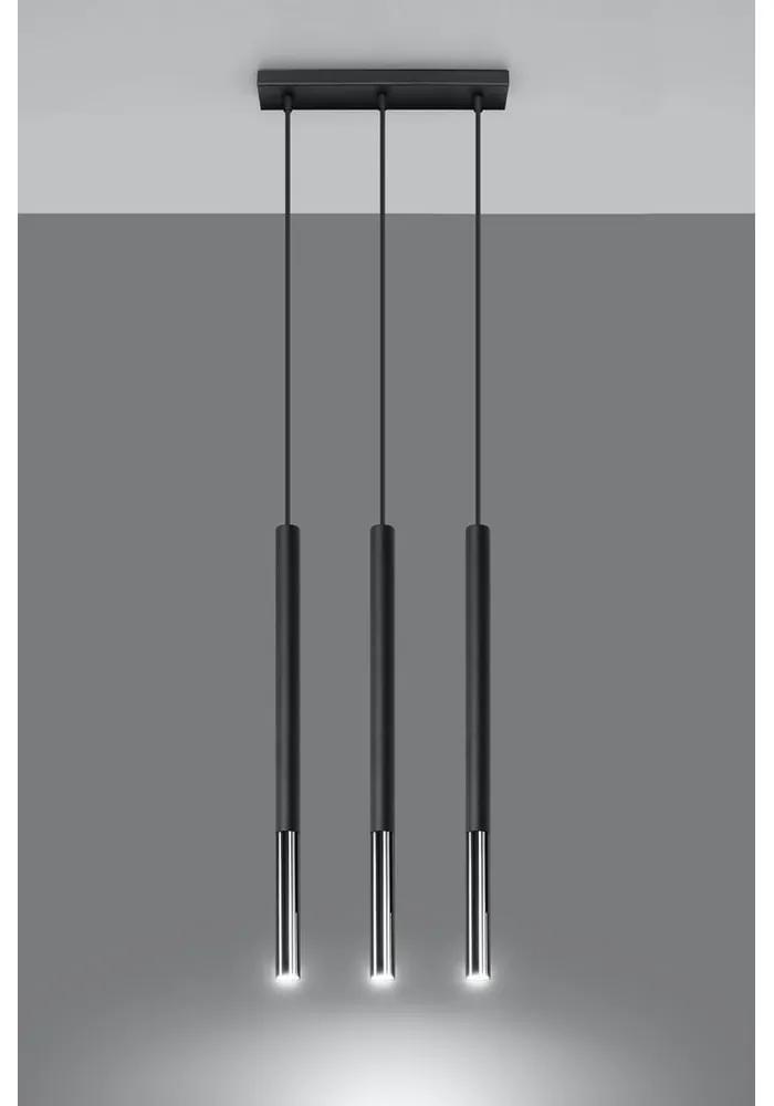 Окачено осветително тяло в черно и сребристо 3L Asarot - Nice Lamps
