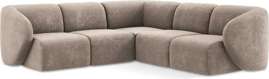 Светлокафяв шенилов ъглов диван Lani – Makamii