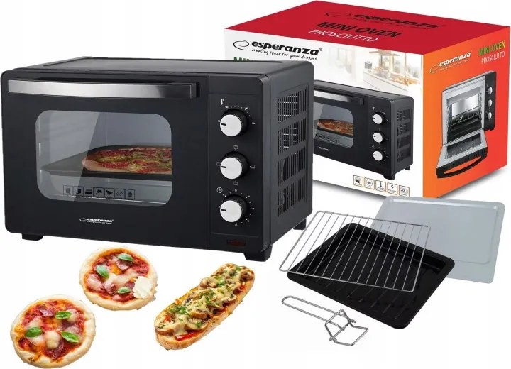 Втора ръка: Електрическа фурна Esperanza EKO008N, 1280W, 20 л, 100-230C, Таймер 60 мин, Черен