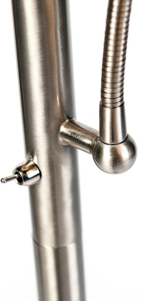 Интелигентна подова лампа стомана с сив абажур с WiFi A60 и E14 - Retro