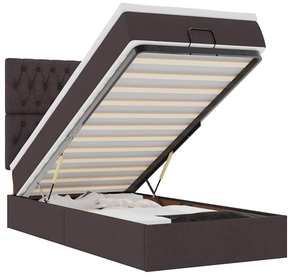 3313205 vidaXL Османска легло с матрак, тъмнокафяво, 90x190 см, плат