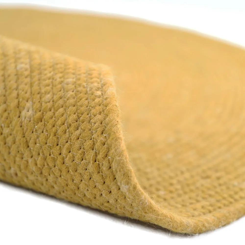 Ръчно изработен килим от вълна и памучна смес в горчично жълто, ø 140 cm Neethu - Nattiot