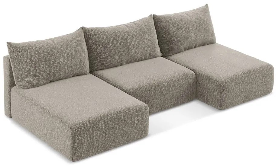 Бежов разтегателен ъглов диван с място за съхранение Kalena – Makamii