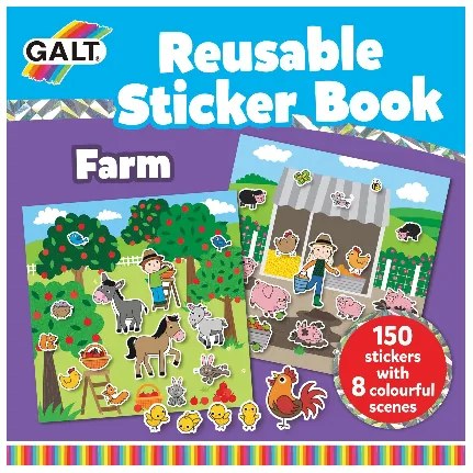 Galt - Книжка със стикери за многократна употрeба - Ферма