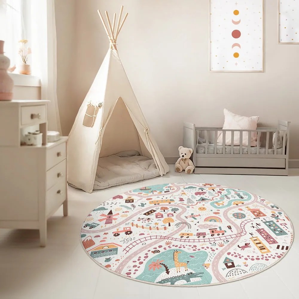 Детско килимче за игра подходящо за пране ø120 cm Furry World – Mila Home